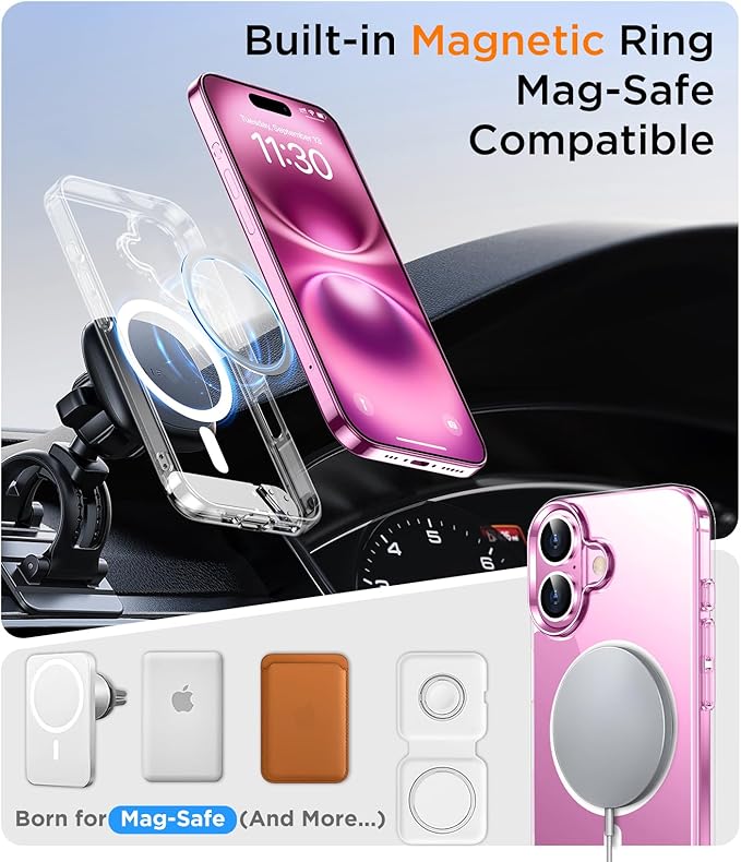 Magnetic Compatible with iPhone 16 Case, [Built-in Invisible Kickstand][Compatible with MagSafe] [Military Grade Shockproof] Slim Thin Phone Case for iPhone 16 6.1"