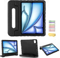 for iPad Air 11-inch Case M3/M2 (2025/2024) for Kids with Pencil Holder/Kickstand, Anti-Slip Handle Stand Lightweight Soft EVA Foam Shockproof Rugged Bumper Tablet Protective Cover, Black