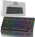 HINATSUSIKE H83 Pro 75 Percent Wireless Mechanical Keyboard for Gaming, Hot-Swappable with Knob, RGB Backlit, Pre-Lubed Cardamom Linear Switches, Side-Printed PBT Keycaps, 2.4G/BT5.0/USB-C Black