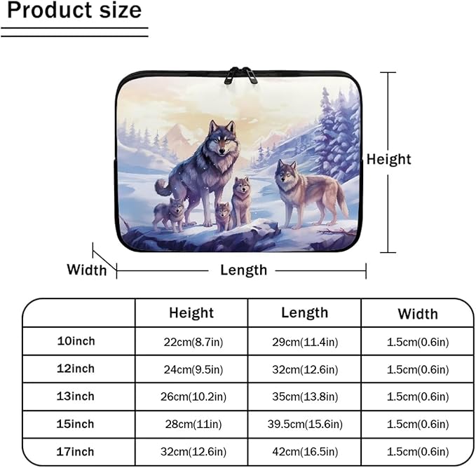 Cool Wolf Laptop Sleeve for Women 17 inch Lap Top Case Portable Laptop Accessories with Versatile Uses Computer Sleeve Laptop Pouch Ideal Gifts for Holidays Purple, 240703BZ1403015