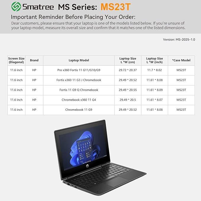 Smatree MS23T Hard EVA Protective Sleeve with Stand Compatible for 11.6 inch HP Pro x360 Fortis 11 G11/G10/G9, HP Fortis 11 G9 Q/x360 11 G3 J, Chromebook 11 G9/x360 11 G4 Laptop Bag