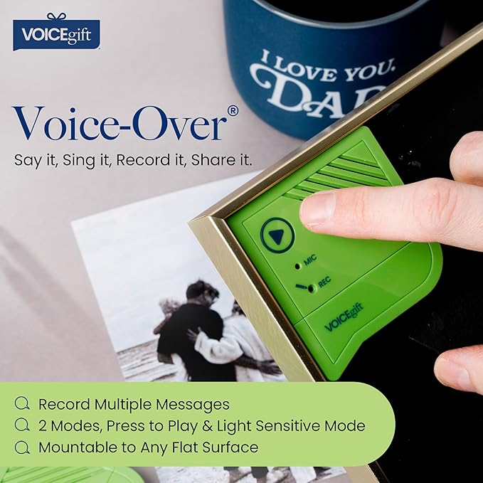 Voicegift Voice-Over® Mini Voice Recorder for Picture Frame, Mini Voice Recorder with Playback Audio & Digital Recorder for Picture Frame - Customizable Sound Gifting & Crafting