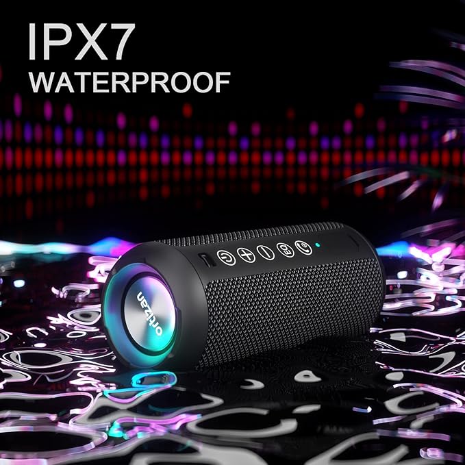 Ortizan Portable Bluetooth Speaker (1nd Gen), IPX7 Waterproof, Wireless, Big Sound and Deep Bass, TWS Pairing, 30Hrs of Playtime, for Home/Party/Outdoor/Beach, Birthday Gifts for Men Women - Black