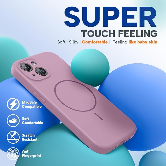 Miracase Compatible with iPhone 15 Case, [Soft Anti-Scratch Microfiber Lining], Liquid Silicone Case Gel Rubber Shockproof Drop Protection Phone Case for iPhone 15, Blackcurrant