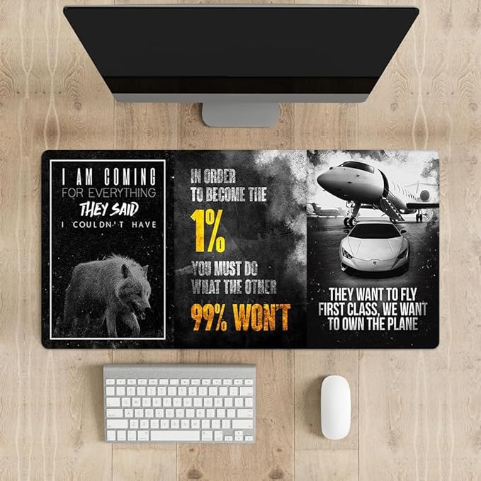 Black and White Keyboard Mat Inspirational Mousepad Motivational Office Long Mouse Pad Abstract Accessories Desk pad Mouse mat for Desktop Gamer Guy Boys Mens Office Accessories 31.5"x15.7"