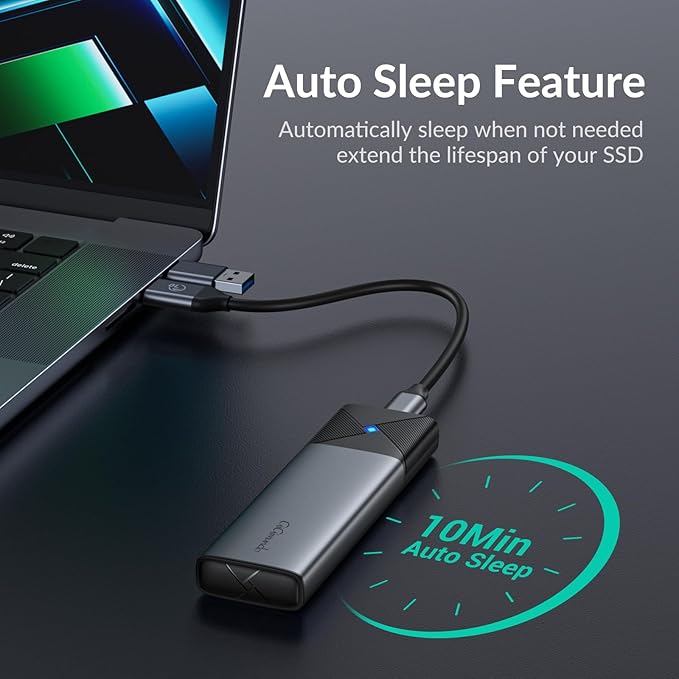 GiGimundo M.2 NVMe SATA SSD Enclosure Adapter Tool-Free, USB 3.2 Gen 2 (10Gbps) to PCI-E NGFF SATA M-Key/(B+M) Key External SSD Enclosure Support UASP for SSDs 2230/2242/2260/2280