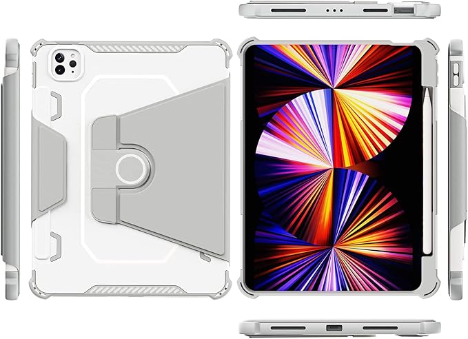 Rotating Case for iPad Pro 11" 4th/3rd/2nd Gen, iPad Pro 11 Smart Cover with Pencil Holder, Techcircle Hybrid TPU+PC Magnetic Cover Soft Bumper Slim Fit Folio Shockproof Protective Case-Light Gray