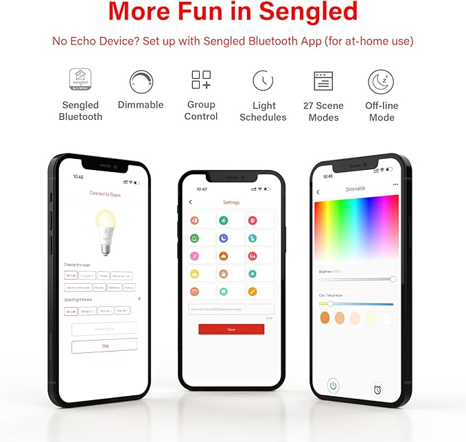 Sengled Alexa Light Bulb, E12 Smart Bulbs, Edison Bulbs Bluetooth Mesh, 40 Watt Candelabra Light Bulbs 2700K B11, Smart Bulbs That Work with Alexa, Dimmable & Group Control, No Hub Request, 4 Pack