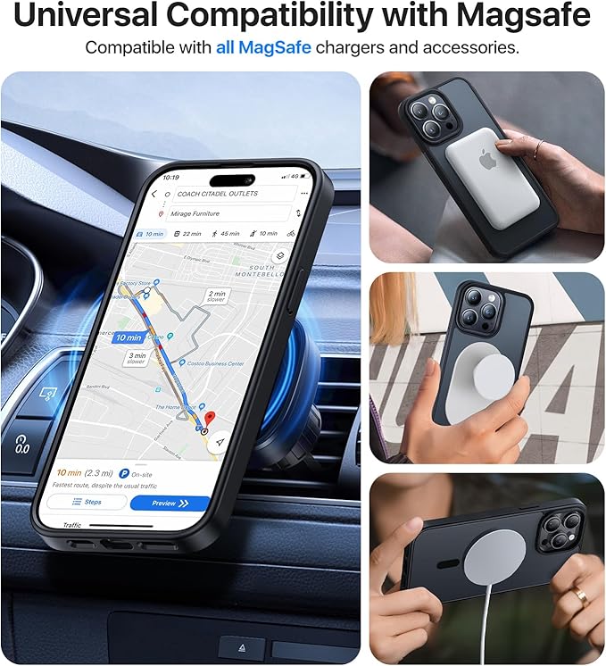 Magnetic for iPhone 12 Case/iPhone 12 Pro Case,[Compatible with MagSafe][Military-Grade Drop Protection][Anti-Yellow] Shockproof Translucent Matte Cover for iPhone 12/12 Pro Phone Case,Black