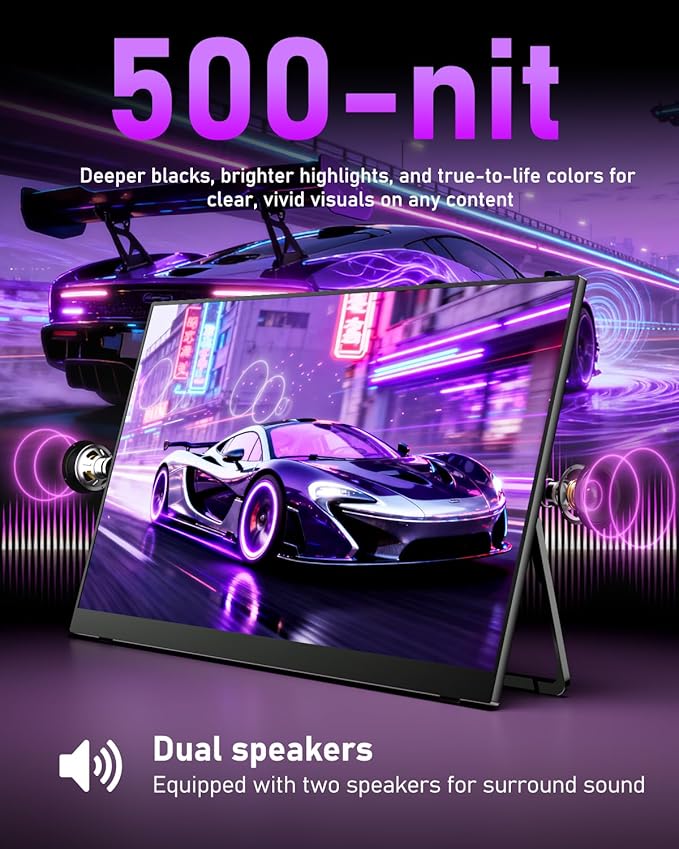 Yodoit Portable Monitor for Laptop 23.8" 4K UHD Travel Gaming Monitor Screen IPS Display with USB Type C Port and Built-in Speakers Compatible with PC, Xbox Black