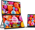 InnoView Dual Portable Monitor 15.6" 1920x1080 Dual Stacked Foldable Monitor | 315° Screen Adjustment | USB-C/HDMI Dual Screen Monitor for Laptop, Mac, Windows