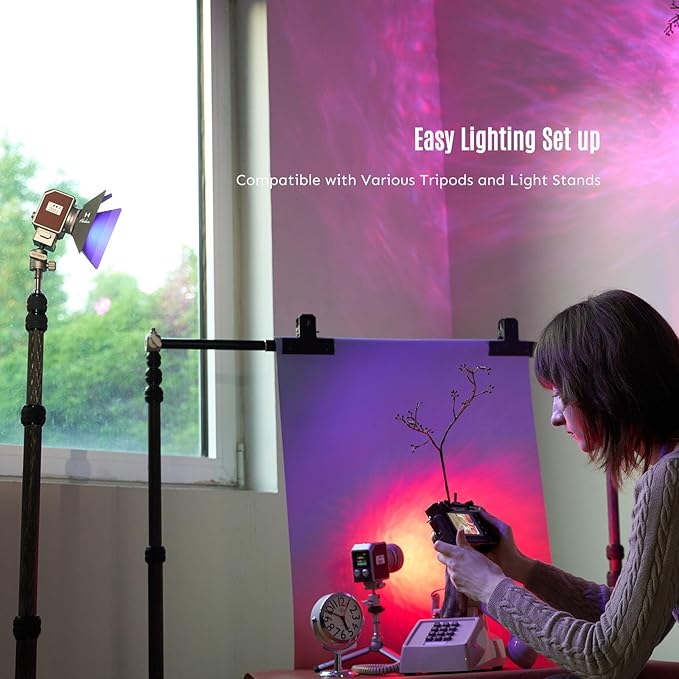 Harlowe Micro 8 Spectra Portable Led Light for Photo and Video Recording 8W RGBCW Soft Fill Light 1700K-10000K CRI/TLCI 96+ Small Camera Lighting Kit for Studio and Travel Content Creators, Master Kit