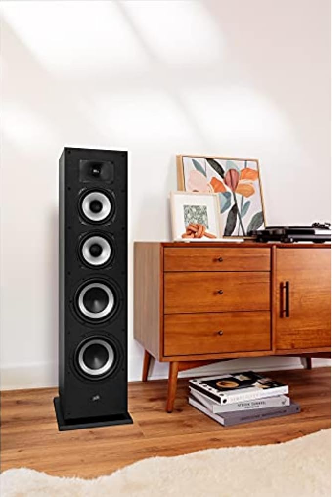 Polk Monitor XT70 Large Tower Speaker, Home Stereo Speakers, Hi-Res Audio, Dolby Atmos & DTS:X Compatible, 1" Tweeter, (2) 6.5" Balanced Woofers, (2) 8" Passive Radiators (Single, Midnight Black)