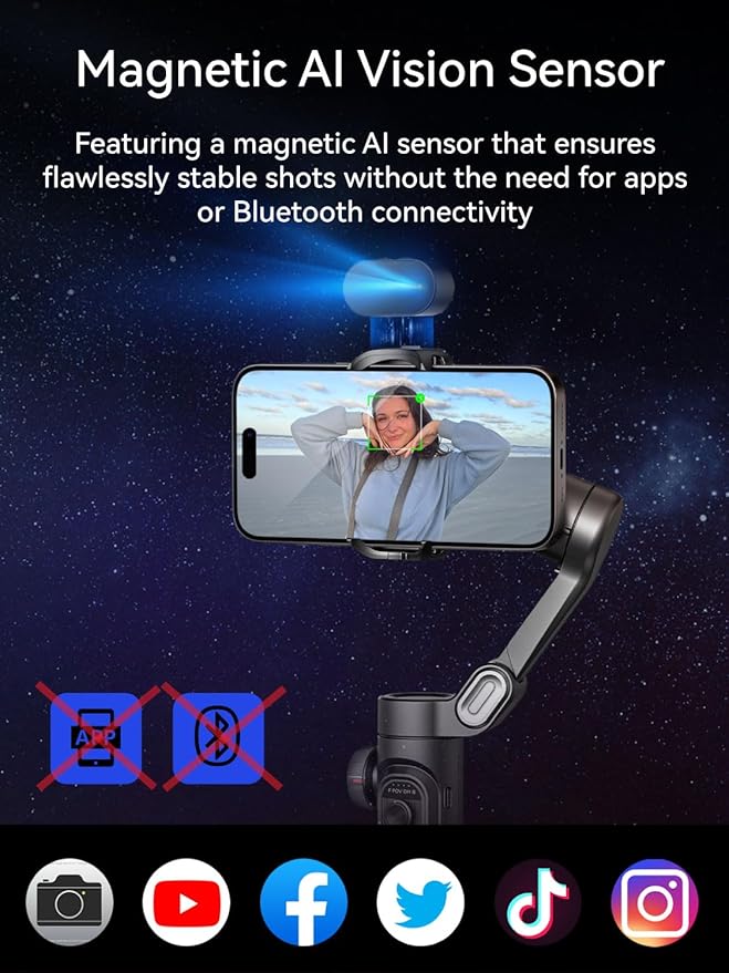 AOCHUAN 3-Axis Gimbal Stabilizer for Smartphone Smart AI XE & B10 Storage Bag & E10 Extension Rod