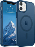 SUPFINE Magnetic for iPhone 12 Case/iPhone 12 Pro Case (Compatible with MagSafe)(Military Grade Drop Protection) Slim Translucent Matte Shockproof with Anti-Fingerprint Phone Case,Deep Blue