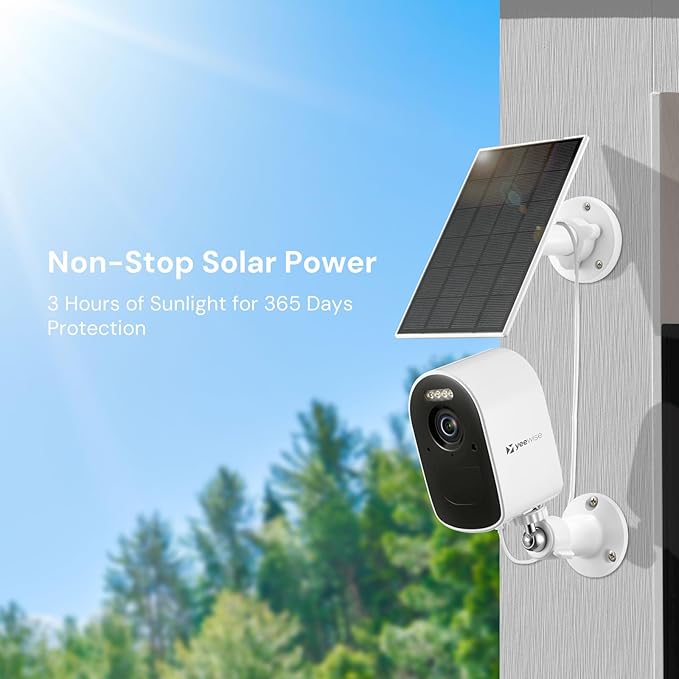 yeewise WiFi6 Solar Security Cameras Wireless Outdoor, 2K QHD Home Security System, 2-Cam Kit, 2.4&5GHz WiFi, Color Night Vision, Local Storage, IP66 Weatherproof, Works with Alexa, No Monthly Fees