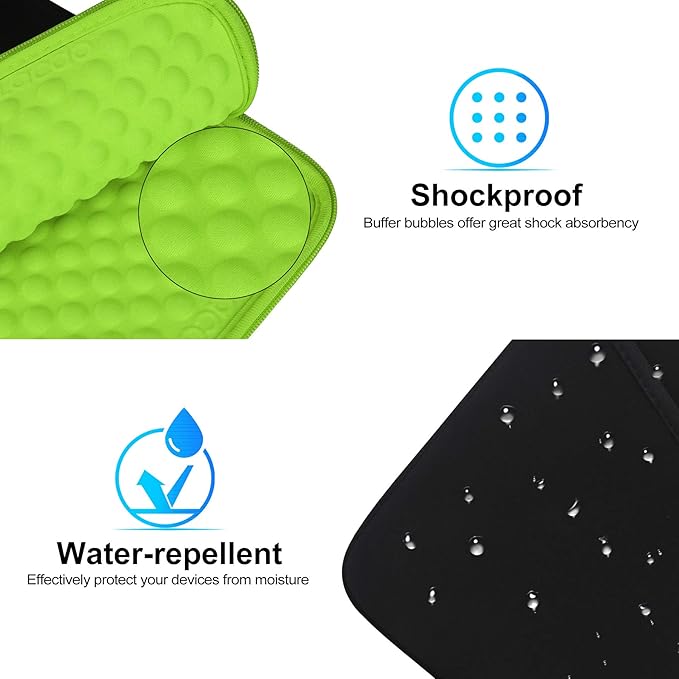 iPad Mini 7 Sleeve, iPad Mini Case Bag, Lacdo Shockproof Tablet Sleeve Case for iPad Mini 7,6,5,4,3,2 / Samsung Galaxy Tab A7 Lite 8.7" /Tab A 8.0" Protective iPad mini Sleeves Tablet Bag, Green/Black