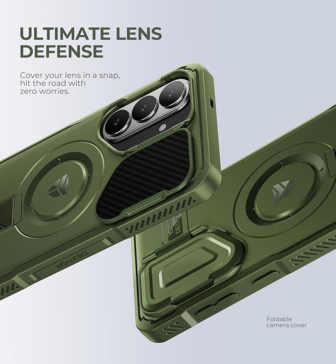 Dexnor for Samsung Galaxy S26 Plus Case with Camera Cover & Adjustable Kickstand & Screen Protector, Compatible with MagSafe, Rugged Shockproof Bumper Cases Magnetic Protective Cover(2026),Army Green