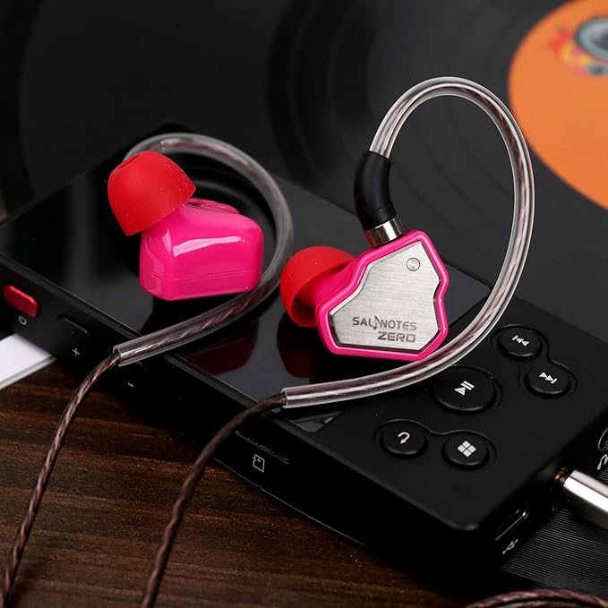 Linsoul 7Hz Salnotes Zero HiFi 10mm Dynamic Driver in-Ear Earphone IEM with Metal Composite Diaphragm Stainless Steel Faceplate Detachable 2Pin OFC Cable (Rose, with Mic, 3.5mm)