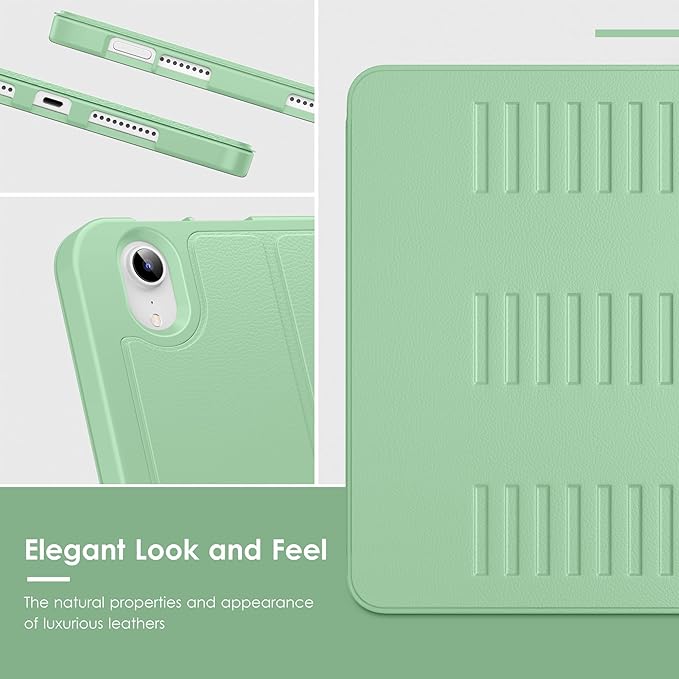 VIKESI Case for iPad mini 7 (A17 Pro) and iPad mini 6,Multiple Angles Magnetic Stand Cover,Shockproof Soft Back,Pencil Holder,and Auto Sleep/Wake,Matcha