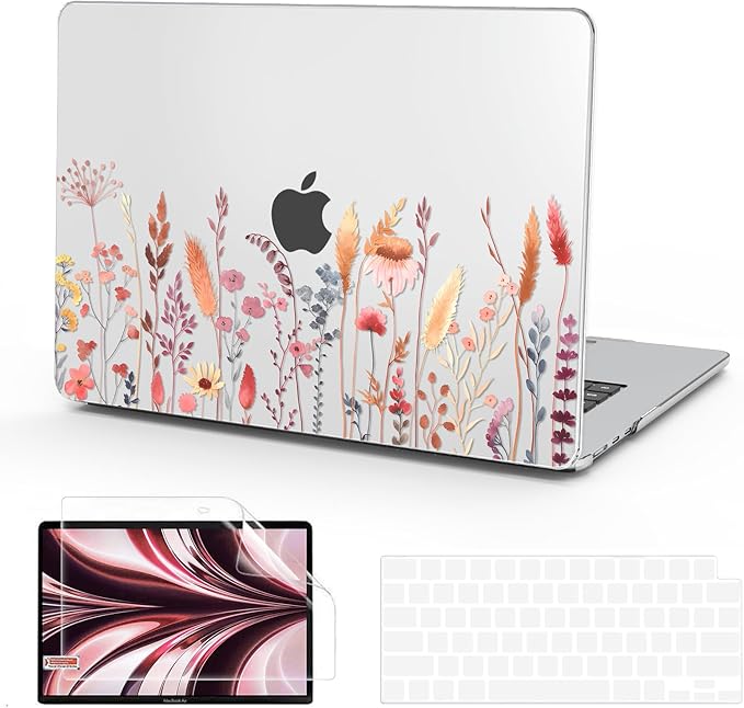 B BELK Compatible with MacBook Air 13 inch Case M5 2026 2025 2024-2022 M4 M3 M2 A3449 A3240 A3113 A2681, Plastic Hard Shell+Keyboard Cover+Screen Protector for MacBook Air 13.6 inch Case,Golden Garden