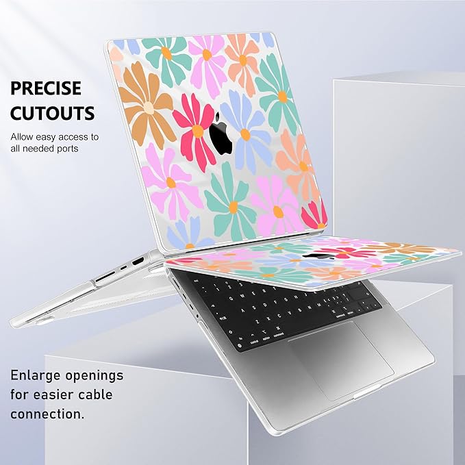 May Chen for 2026 MacBook Pro 14-inch M5 M4 M3 M2 M1 Pro/Max Chip, Release 2026 2025-2021, Model A3427 A3426 A3434 A3112 A3401 A3185, Plastic Hard Shell with Keyboard Cover, Groovy Flower