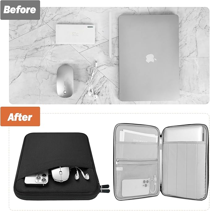 MoKo 13.3-14 Inch Laptop Sleeve Case, Fits New 13-inch MacBook Air/Pro M4, 14" MacBook Pro M3/M2/M1, 13" MacAir M3/M2/M1, Protective Bag Carrying Case with Pocket, Black