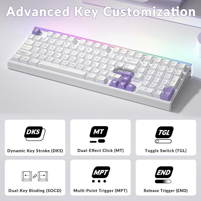 AULA Hero 99 Wired Gaming Keyboard, Hall Effect Keyboard with Rapid Trigger Mode, Hot Swappable Magnetic Switch Keyboard with Number Pad, Web Driver,RGB Backlit Mechanical Keyboard for Office PC Gamer