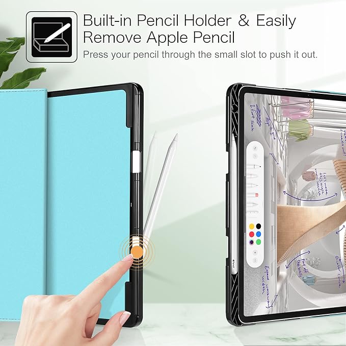 Fintie Folio Case for iPad Pro 12.9" 6th Generation 2022, Multi-Angle Smart Stand Cover w/Pencil Holder & Pocket, Also Fit iPad Pro 12.9 2021 5th & 2020 4th & 2018 3rd Gen, Blossom