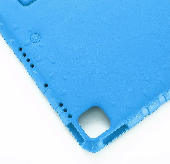 Kids Case for iPad Pro 11" M5/M4 & iPad Air 11" (2026/2025/2024) Shockproof Case with Pencil Holder, Techcircle Light EVA Foam Handle Stand Bumper Protective Child Friendly Drop Proof Cover, Blue