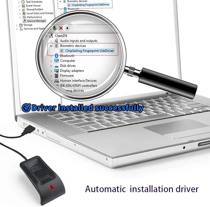 USB Fingerprint Reader for Windows 10 Hello, Biometric Fingerprint Scanner, High Security 508DPI Password Free Operation for PC Login & Office File Encryption