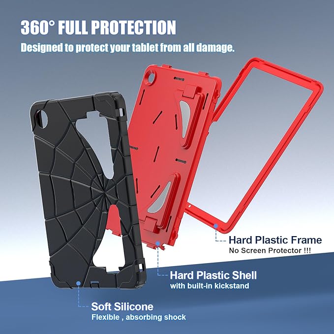 AKABEILA Compatible with Samsung Galaxy Tab A9 Plus 11 inch (SM-X216B)(2023) Tablet Case，Lightweight Shockproof Rugged Protective Cover with Kickstand for Kids Children Boys Babies Black Red