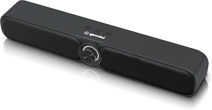 Gemini Portable Bluetooth Soundbar with FM Radio, USB & microSD Wireless Speaker with 3600mAh Battery, Multiple Input Modes, Compact Gaming & Outdoor Audio Bar (GSBR-20)