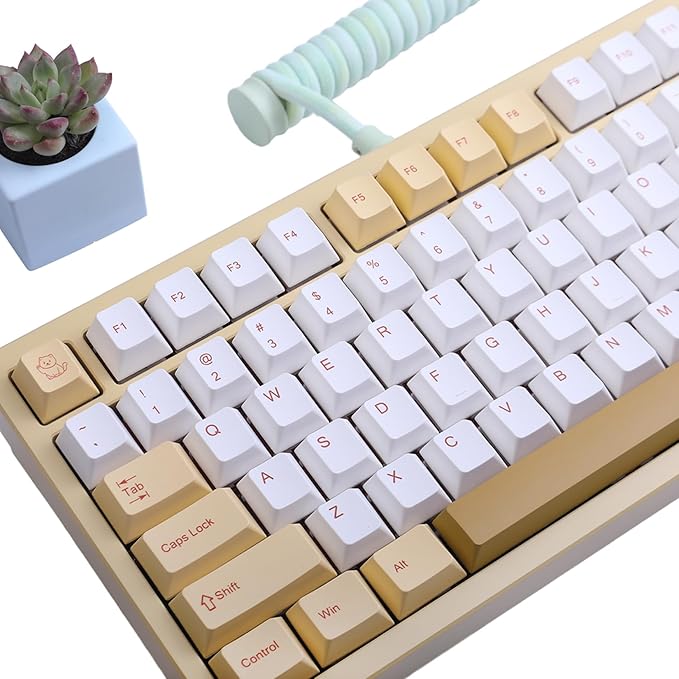 Cute Shiba Inu PBT Keycaps Set - Cherry Profile Animal Dog Keycaps for 60/65/75% Gaming Keyboard, No Backlight, Custom with Key Puller