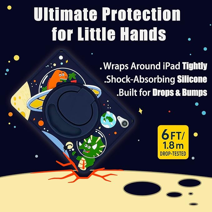 Kids Protective Case for Apple iPad mini 7 (A17 Pro) 2024 / Mini 6 (A15) 2021, 8.3 Inch Silicone Dinosaur Cover for iPad mini 7th & 6th Generation with Stand for Boys