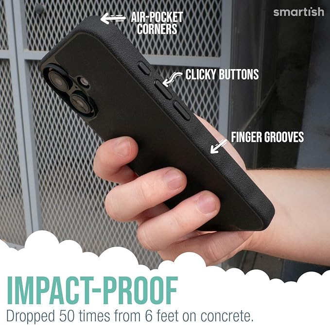 Smartish® iPhone 16 Magnetic Case - Gripmunk Compatible with MagSafe [Lightweight + Protective] Slim & Thin Grip Cover with Microfiber Lining for Apple iPhone 16 - Striped Up