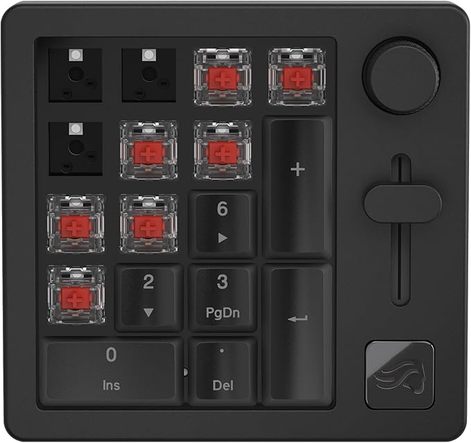 GLORIOUS GMMK Macro Pad - Black Mechanical Numpad - 10 Key USB Keypad - Hotswap, Programmable Volume Knob, RGB Backlit, Wired & Wireless Bluetooth- Gaming Keyboard Number Pad