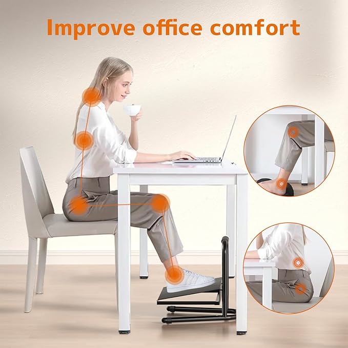 Height Adjustable Standing Foot Rest with Soft Grip Handle,Under Desk Footrest for Standing and Sitting,All-Steel Construction,Black