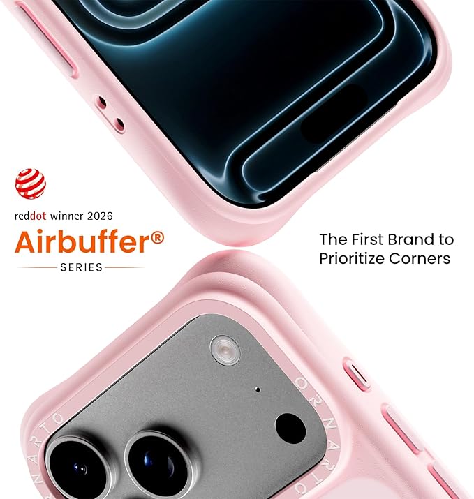 ORNARTO Magnetic for iPhone 17 Pro Max Case, 20FT Military-Grade Drop Protection, Compatible with MagSafe, Slim Shockproof Translucent Matte Phone Case for iPhone 17 Pro Max 6.9", Chalk Pink