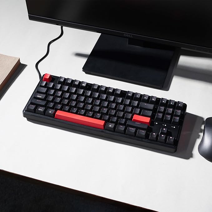 Keychron C3 Pro QMK/VIA Custom Gaming Keyboard, Programmable 87 Keys Compact TKL Layout Gasket Mount, Red LED Backlight Wired Mechanical Keyboard with Brown Switches for Mac/Windows/Linux