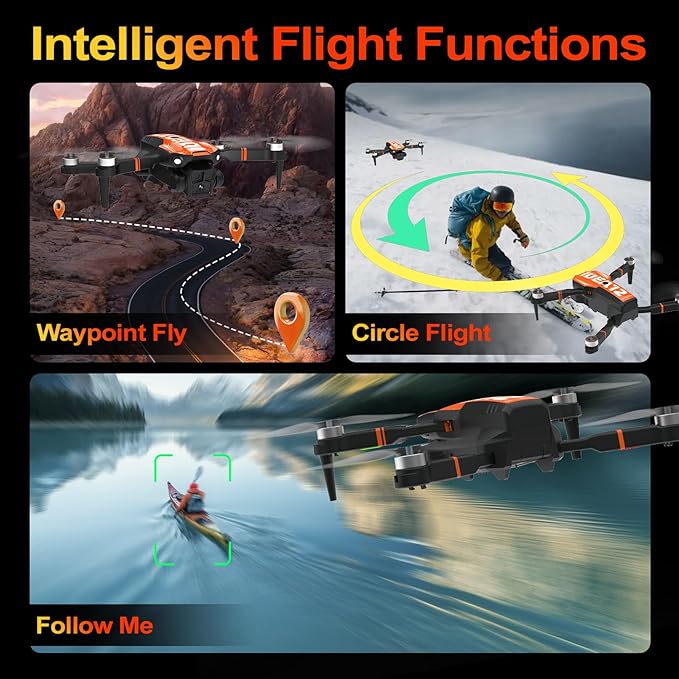 LE-IDEA GPS Drone with Camera for Adults, Professional 4K Camera Drone with Brushless Motor Auto Return Home Follow Me RC Quadcopter for Beginners Foldable Toys Gifts Under 249g IDEA12GPS