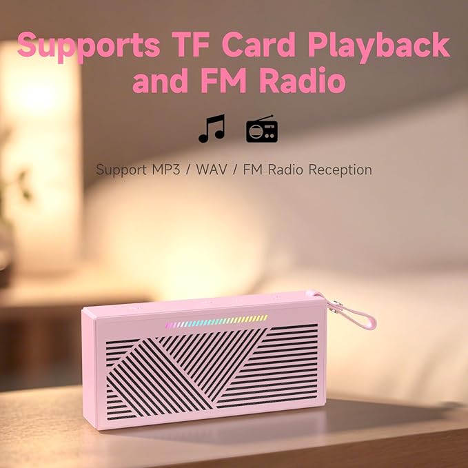 HOTTABLET Bluetooth Speaker Wireless Portable IPX5 Waterproof for Home Party Outdoor Beach, Pink