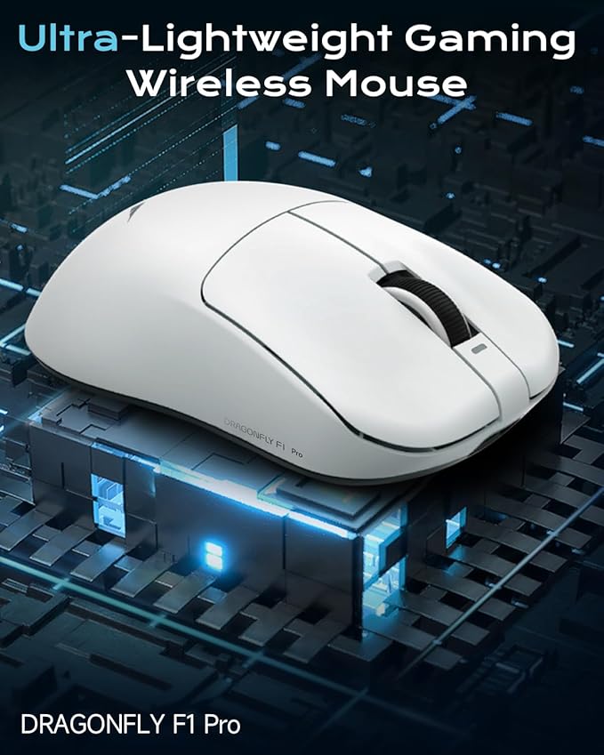 VGN Dragonfly F1 Pro Wireless Gaming Mouse, 49g Ultra-Lightweight, PAW3395 26K DPI Sensor, 4KHz Polling Rate Supported, Professional Esports Speed, White