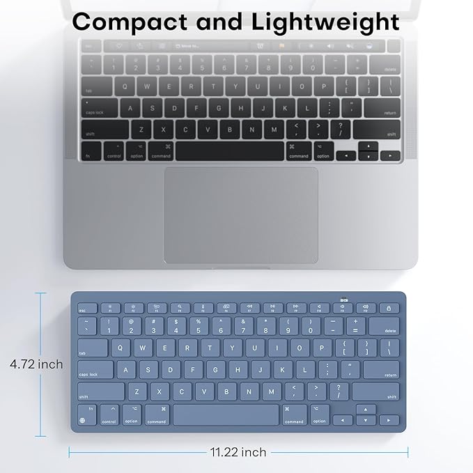 OMOTON Wireless Keyboard for Mac, Compact Ultra-Slim Design (No Number Pad), Stable Bluetooth Keyboard for Mac, Ergonomic and Portable, Compatible with MacBook Pro/Air/iMac, Blue