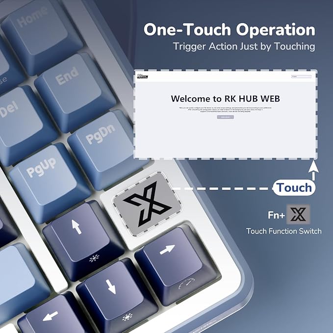 RK ROYAL KLUDGE X87 Gasket Mechanical Keyboard, 75% Wireless Gaming Keyboard with Touchable X-Plate & Volume Knob, Bluetooth/2.4GHz/Wired, Hot Swappable RGB Backlit (Blue, Tactile Beige Switch)