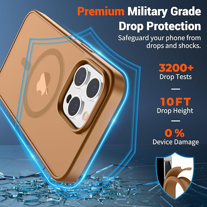 SUPFINE Magnetic for iPhone 13 Pro Max Case (Compatible with MagSafe) (Military Grade Drop Protection) Slim Translucent Matte Shockproof with Anti-Fingerprint Phone Case,Brown