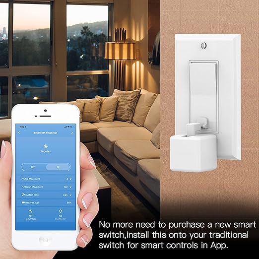 Smart Switch Button Pusher: Bluetooth Fingerbot, Smart Life Tuya App or Timer Control, No Wiring, Switch Bot Button Pusher for Light Doorbell Coffee Maker Fan (White)