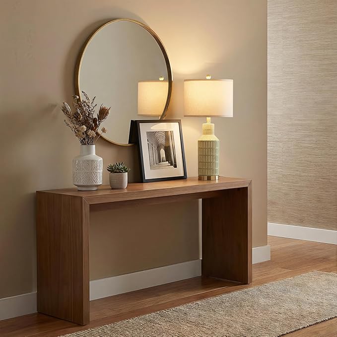 USumkky 25" Green Ceramic Table Lamp - Modern Bedside Nightstand Lamp, Easy Assembly Twist Knob Switch for Bedroom Living Room Home Office Decor (Bulb Not Included)