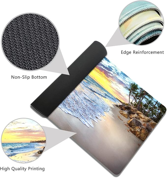 XXL Gaming Mouse Pad - Extended Size, Beach Ocean Design, Suitable for Work & Gaming