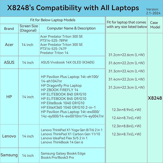 Smatree Hard EVA Protective Sleeve Case Compatible for 14 inch ASUS ExpertBook P5/B5/P3/B3 G2,Vivobook 14X OLED Laptop (K3405) Laptop, Acer Swift 14 AI Copilot+ PC, Acer Predator Triton 14 (X8248)